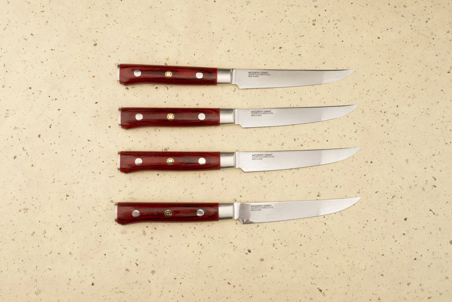Mcusta Zanmai Classic Pro Damascus Flame 4 Piece Steak Knife Set 6 Mcusta Zanmai Classic Pro Damascus Flame 4 Piece Steak Knife Set - Image 4