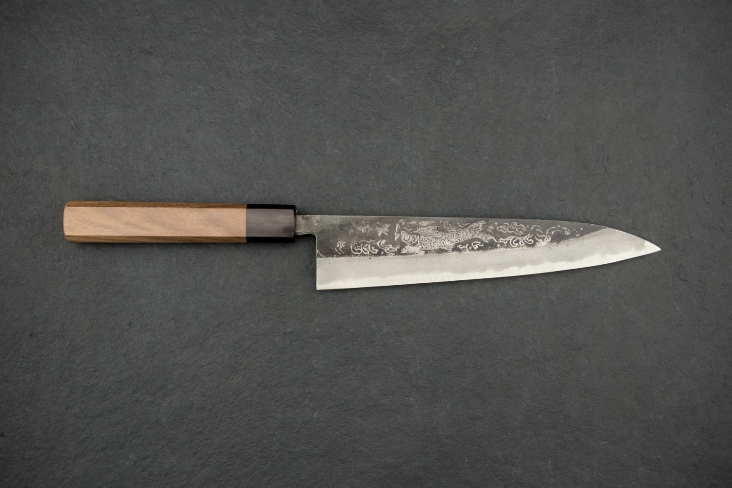 Sakai Takayuki Michiko Special Engraved Aogami Gyuto 210mm "Koi Carp" 3 Sakai Takayuki Michiko Special Engraved Aogami Gyuto 210mm "Koi Carp"