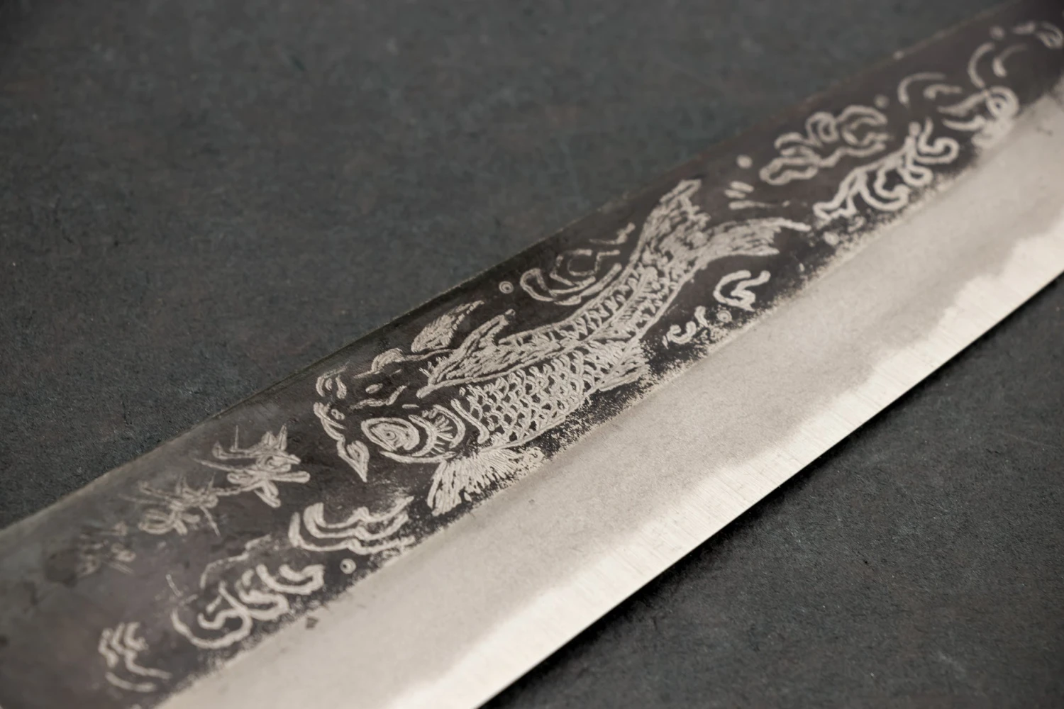Sakai Takayuki Michiko Special Engraved Aogami Gyuto 210mm "Koi Carp" 6 Sakai Takayuki Michiko Special Engraved Aogami Gyuto 210mm "Koi Carp" - Image 4