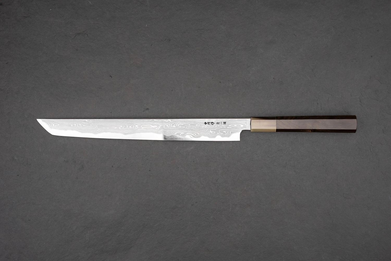 Satoshi Nakagawa X Naohito Myojin Aoichi Damascus Sakimaru Sujihiki 300mm 4 Satoshi Nakagawa X Naohito Myojin Aoichi Damascus Sakimaru Sujihiki 300mm - Image 2