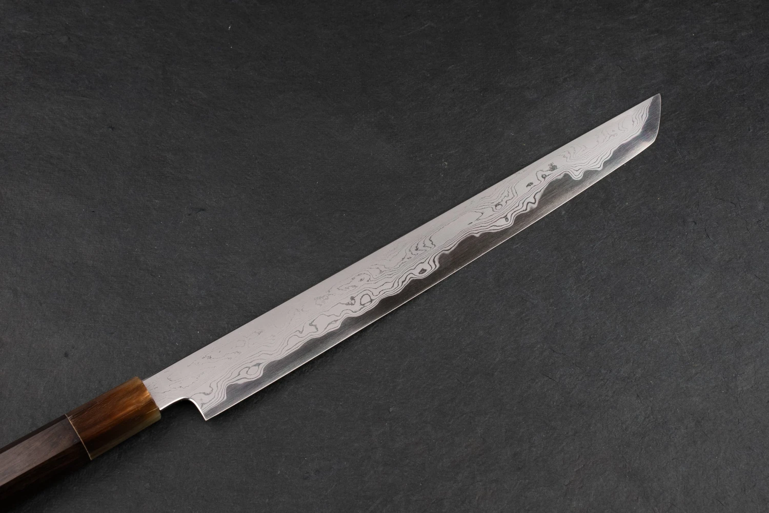 Satoshi Nakagawa X Naohito Myojin Aoichi Damascus Sakimaru Sujihiki 300mm 5 Satoshi Nakagawa X Naohito Myojin Aoichi Damascus Sakimaru Sujihiki 300mm - Image 3