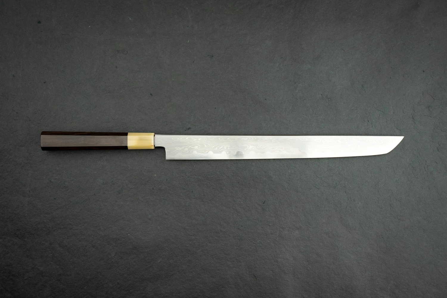 Satoshi Nakagawa X Naohito Myojin Aoichi Damascus Sakimaru Sujihiki 330mm 3 Satoshi Nakagawa X Naohito Myojin Aoichi Damascus Sakimaru Sujihiki 330mm