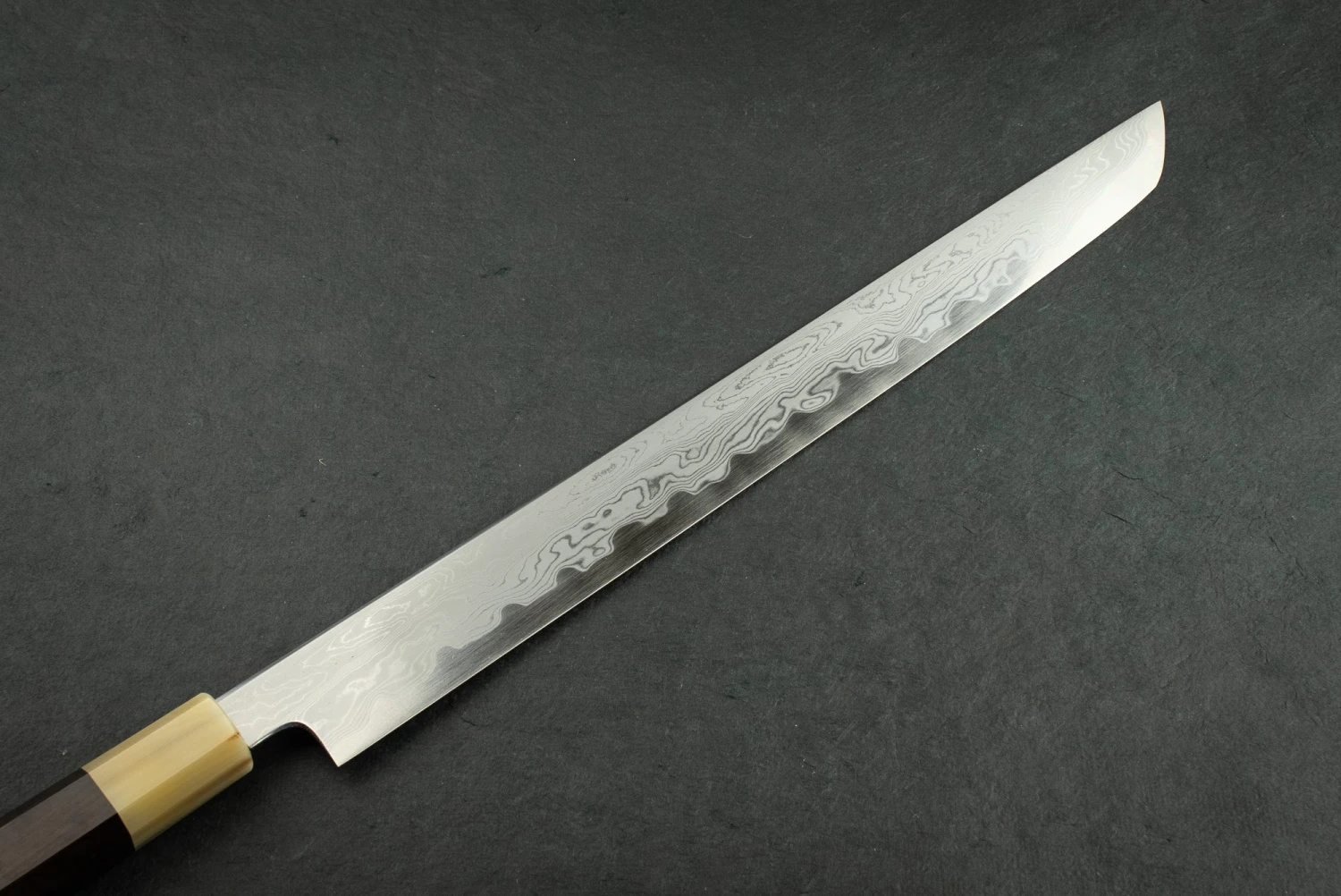 Satoshi Nakagawa X Naohito Myojin Aoichi Damascus Sakimaru Sujihiki 330mm 5 Satoshi Nakagawa X Naohito Myojin Aoichi Damascus Sakimaru Sujihiki 330mm - Image 3