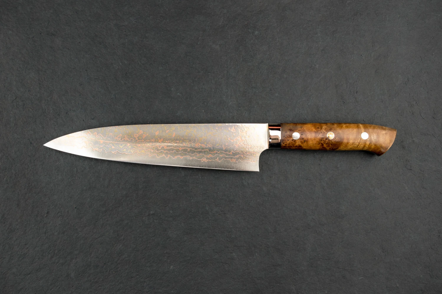 Takeshi Saji VG10W Rainbow Damascus Western Gyuto 210mm 4 Takeshi Saji VG10W Rainbow Damascus Western Gyuto 210mm - Image 2