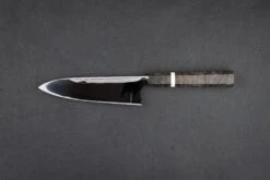 Yoshihiro Yauji Aogami Suminagashi Single Bevel Santoku 165mm -Helle Store yauji aogami suminagashi single bevel santoku 165 2